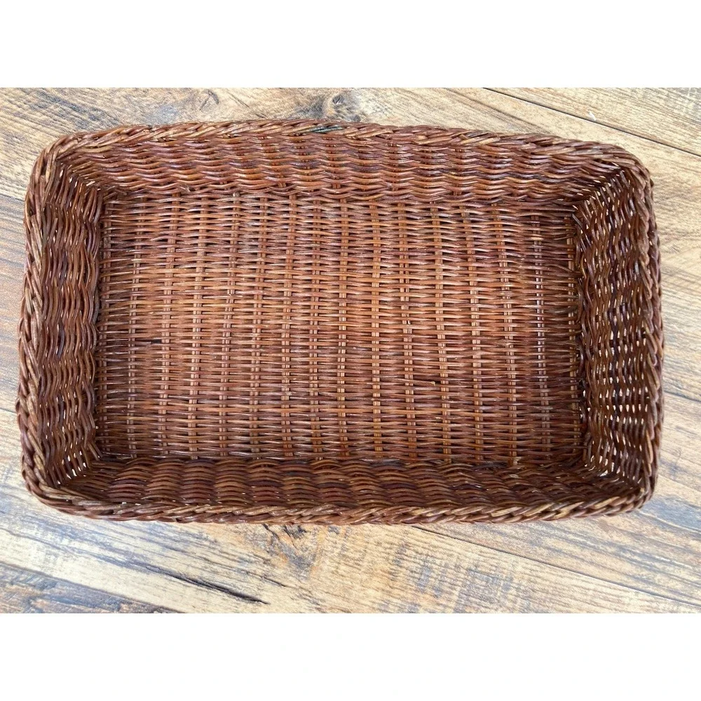 Small Brown Woven Wicker Organizer Basket Storage Tray 10